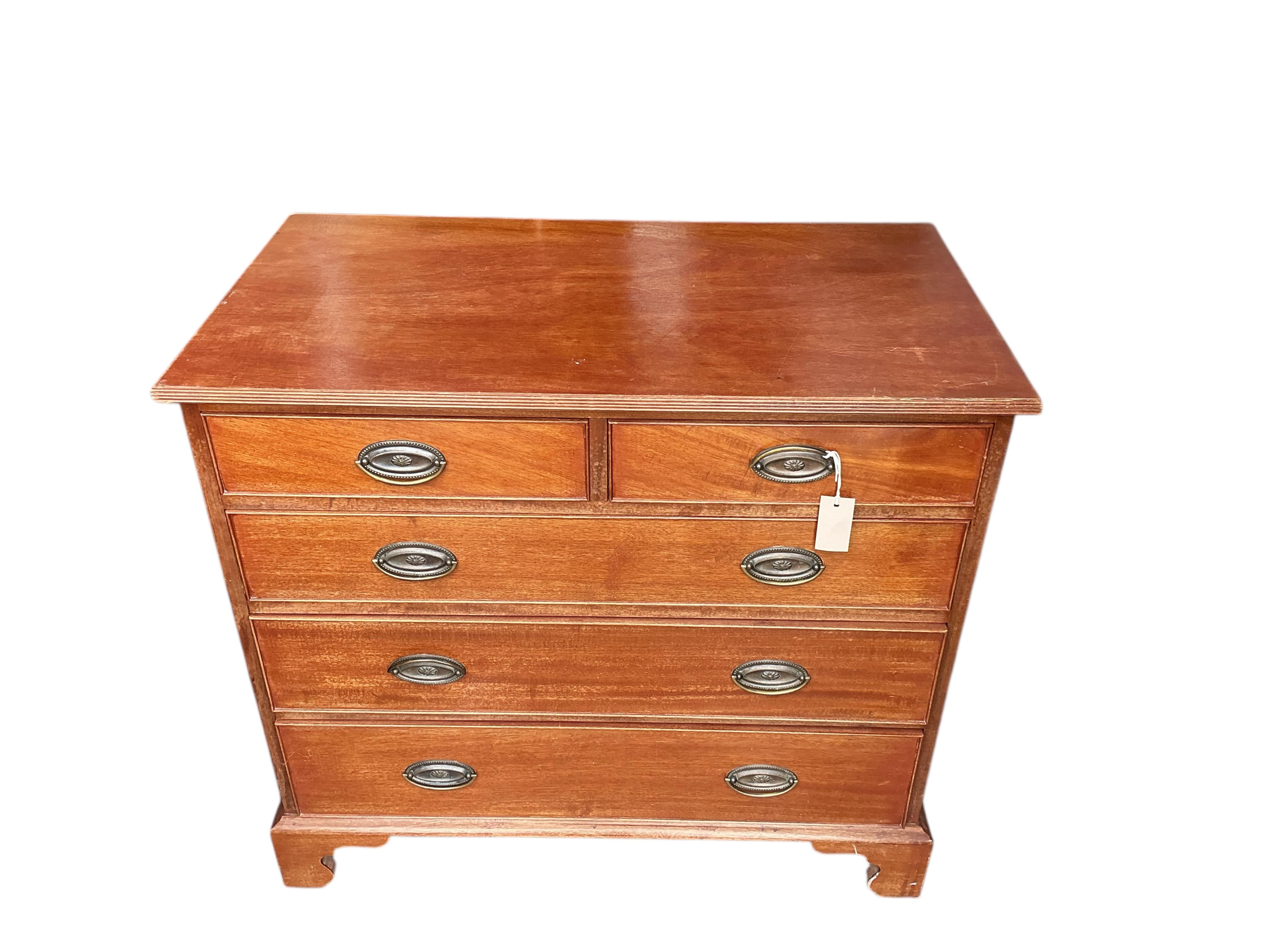A small George III style mahogany chest, width 86cm, depth 48cm, height 79cm